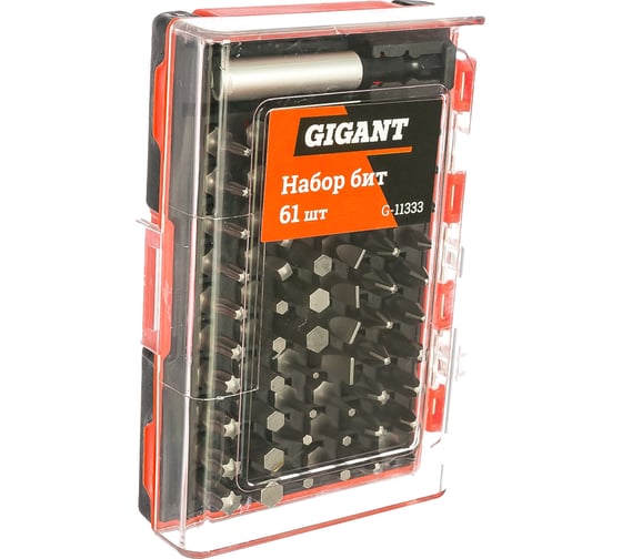 Набор бит 61 шт (PH, PZ, SL, T(TX), HEX, SQ(R)) Gigant G-11333