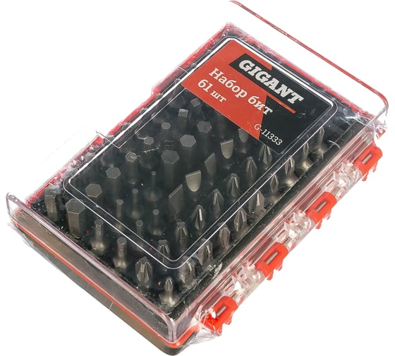 Набор бит 61 шт (PH, PZ, SL, T(TX), HEX, SQ(R)) Gigant G-11333