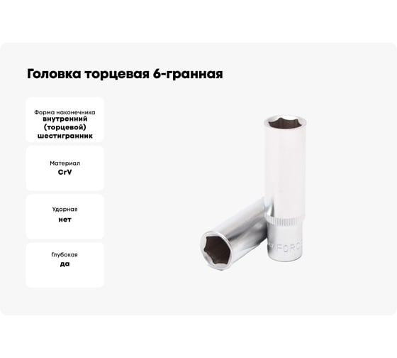 Головка торцевая 6-гранная глубокая (12 мм; L=45 мм; 1/4DR) ROCKFORCE RF-5255012(11654)