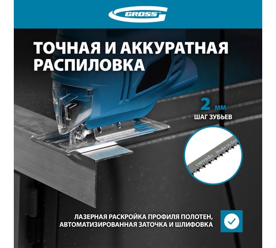 Полотна по металлу T118B, 76х50 мм, шаг 2 мм, 2 шт. GROSS 78278