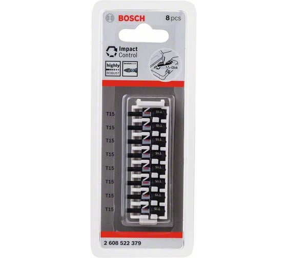 Биты ударные Impact Control (T15; 25 мм; 8 шт.) Bosch 2608522379