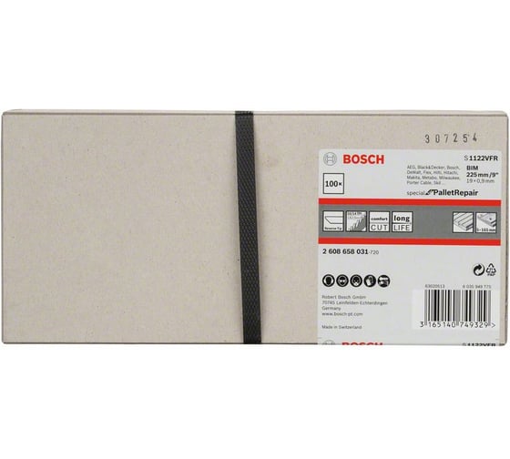 Пилки сабельные S1122VFR Special for Pallet Repair (225 мм; 100 шт.) Bosch 2608658031