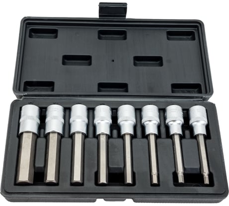 Набор головок-бит DR1/2, HEX 8 шт, в кейсе 5-17 мм, L=100 мм АвтоDело 39400 14988