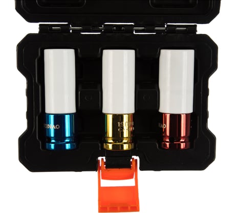 Набор головок ударных колёсных 1/2" 17, 19, 21 мм, L-85 мм, с пластиковой защитой АвтоDело 39233 14878