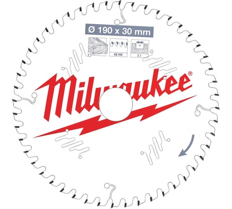 Диск пильный по дереву (190x30x2.1 мм; 48Z) для циркулярной пилы Milwaukee 4932471380