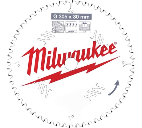 Диск пильный по дереву (305x30x3 мм; 60Z) для торцовочной пилы Milwaukee 4932471321