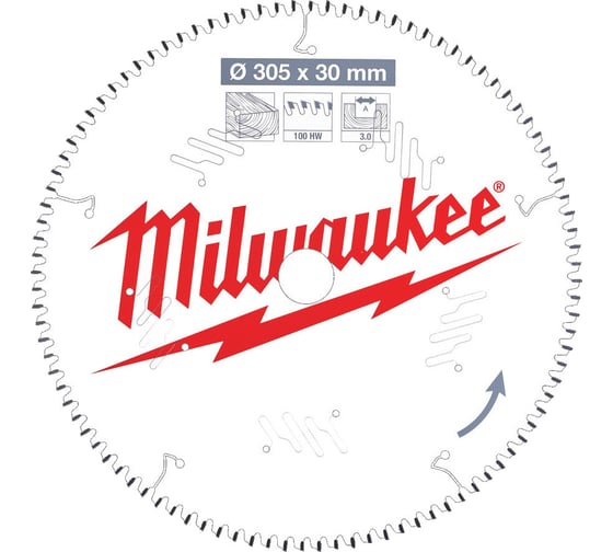 Диск пильный по дереву (305x30x3 мм; 100Z) для торцовочной пилы Milwaukee 4932471322 1