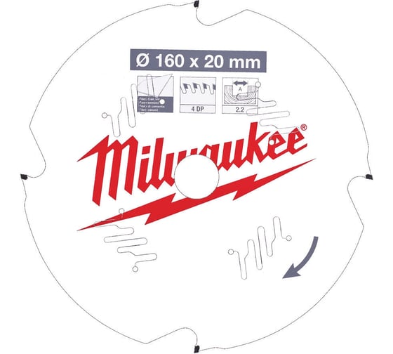 Диск пильный по дереву (165x15.87x1.6 мм; 24Z) для циркулярной пилы Milwaukee 4932471311 1