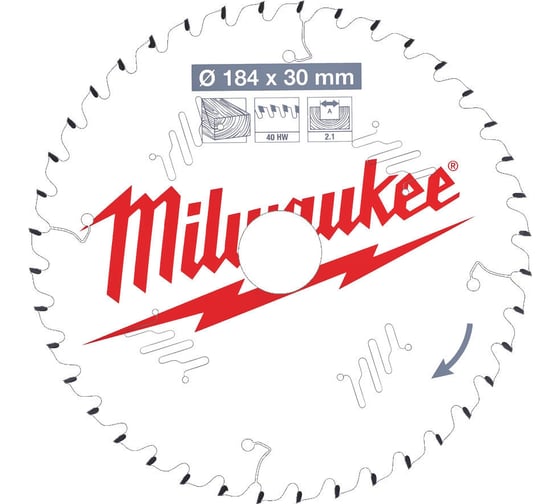 Диск пильный по дереву (184x30x2.1 мм; 40Z) для циркулярной пилы Milwaukee 4932471298 1