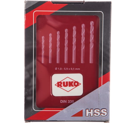 Набор сверл HSS-G 50 шт, 1- 5.9 мм RUKO 214217