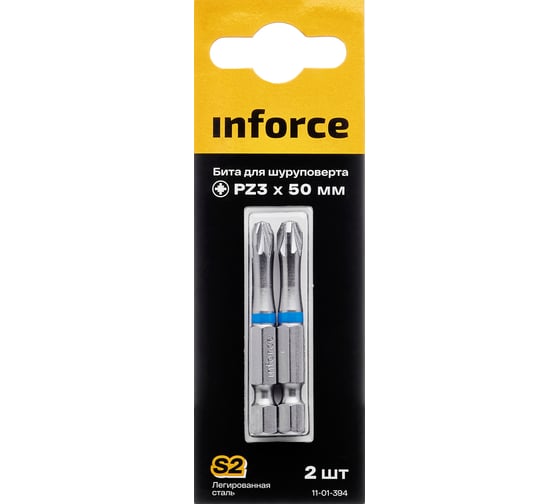 Бита (2 шт; PZ3; 50 мм) для шуруповерта Inforce 11-01-394