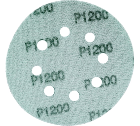Диск абразивный с липучкой DTC-Film (green) 125 мм, 8 отверстий, P1200, 10 шт BRUSHTEX 125G8-1200