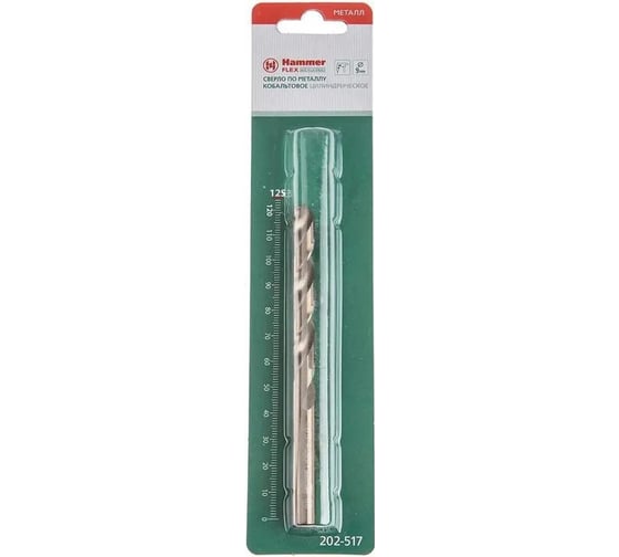 Сверло FLEX DR CO 9х125 мм, кобальт M35, DIN338, HRC65-70 Hammer 202-517