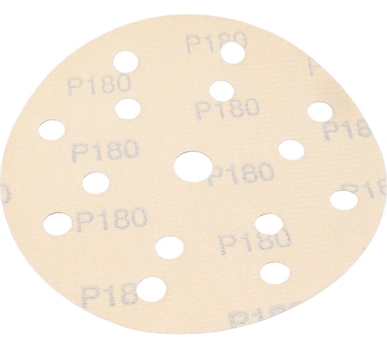 Диск абразивный с липучкой Sandpaper (yellow) 150 мм, 15 отверстий, P180, 5 шт BRUSHTEX 150Y15-180