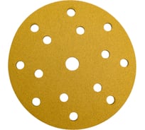 Диск абразивный с липучкой Sandpaper (yellow) 150 мм, 15 отверстий, P80, 5 шт BRUSHTEX 150Y15-80