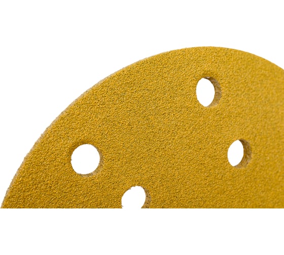 Диск абразивный с липучкой Sandpaper (yellow) 150 мм, 15 отверстий, P80, 5 шт BRUSHTEX 150Y15-80