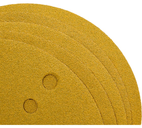 Диск абразивный с липучкой Sandpaper (yellow) 150 мм, 15 отверстий, P80, 5 шт BRUSHTEX 150Y15-80