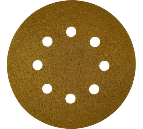 Диск абразивный с липучкой Sandpaper (yellow) 125 мм, 8 отверстий, P60, 10 шт BRUSHTEX 125Y8-60