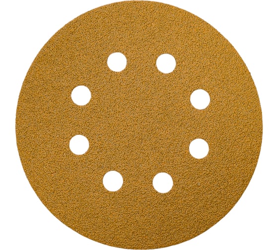 Диск абразивный с липучкой Sandpaper (yellow) 125 мм, 8 отверстий, P60, 10 шт BRUSHTEX 125Y8-60