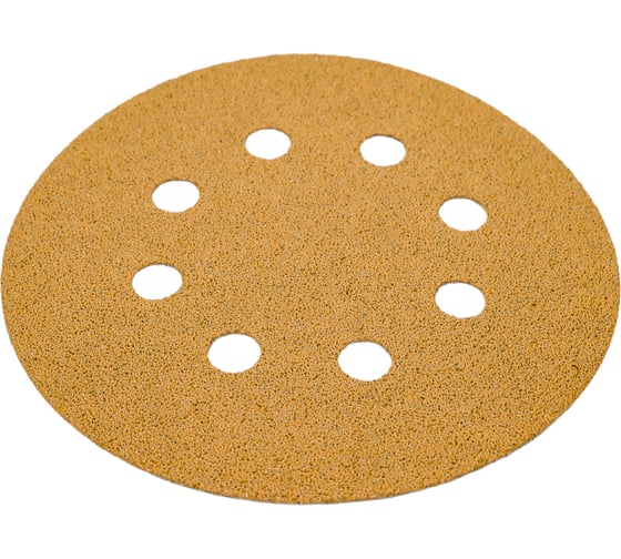 Диск абразивный с липучкой Sandpaper (yellow) 125 мм, 8 отверстий, P60, 10 шт BRUSHTEX 125Y8-60