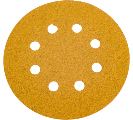 Диск абразивный с липучкой Sandpaper (yellow) 125 мм, 8 отверстий, P80, 10 шт BRUSHTEX 125Y8-80