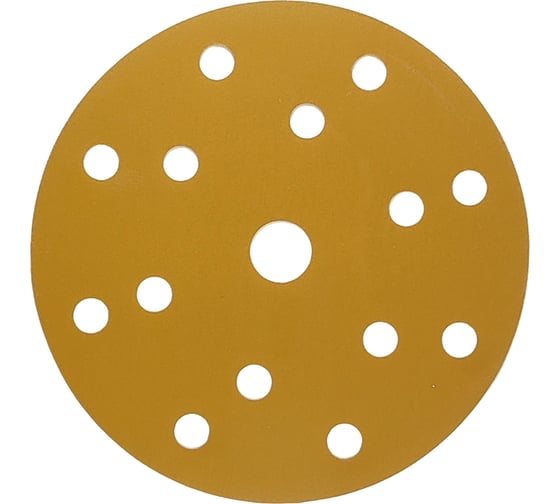 Диск абразивный с липучкой Sandpaper (yellow) 150 мм, 15 отверстий, P120, 5 шт BRUSHTEX 150Y15-120 1
