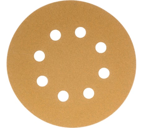 Диск абразивный с липучкой Sandpaper (yellow) 125 мм, 8 отверстий, P120, 10 шт BRUSHTEX 125Y8-120