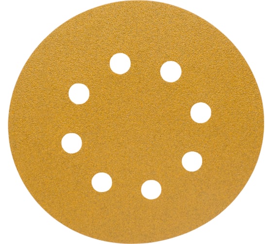 Диск абразивный с липучкой Sandpaper (yellow) 125 мм, 8 отверстий, P100, 10 шт BRUSHTEX 125Y8-100 1