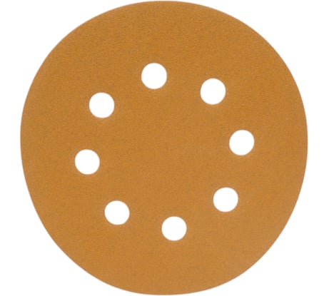 Диск абразивный с липучкой Sandpaper (yellow) 125 мм, 8 отверстий, P180, 10 шт BRUSHTEX 125Y8-180