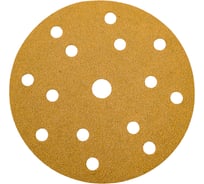 Диск абразивный с липучкой Sandpaper (yellow) 150 мм, 15 отверстий, P60, 5 шт BRUSHTEX 150Y15-60