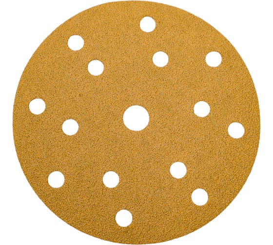 Диск абразивный с липучкой Sandpaper (yellow) 150 мм, 15 отверстий, P60, 5 шт BRUSHTEX 150Y15-60 1