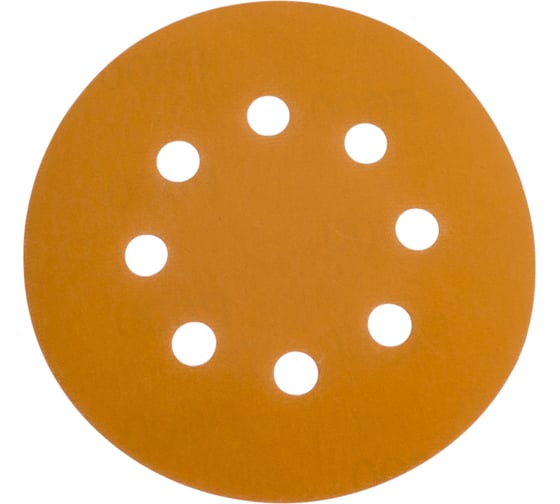 Диск абразивный с липучкой Sandpaper (yellow) 125 мм, 8 отверстий, P600, 10 шт BRUSHTEX 125Y8-600 1