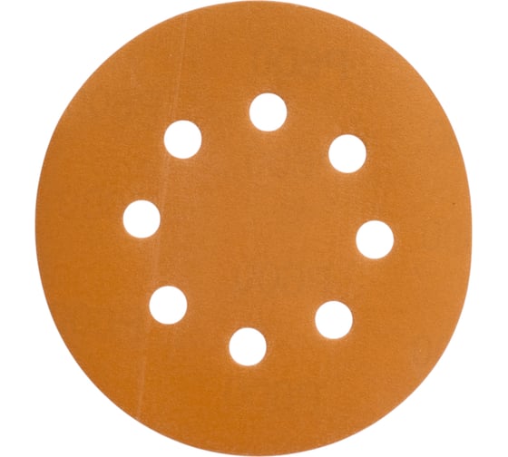 Диск абразивный с липучкой Sandpaper (yellow) 125 мм, 8 отверстий, P600, 10 шт BRUSHTEX 125Y8-600