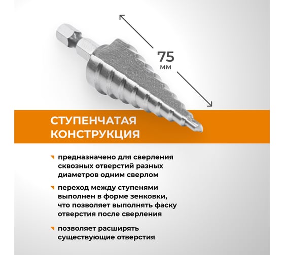 Сверло ступенчатое M2- 4-20 мм RAGE by VIRA 554300