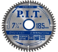 Диск пильный по алюминию 185x30/20/16x2 мм 64T P.I.T. ACTW05-185T64