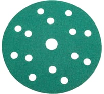 Диск абразивный с липучкой DTC-Film (green) 150 мм, 15 отверстий, P100, 5 шт BRUSHTEX 150G15-100