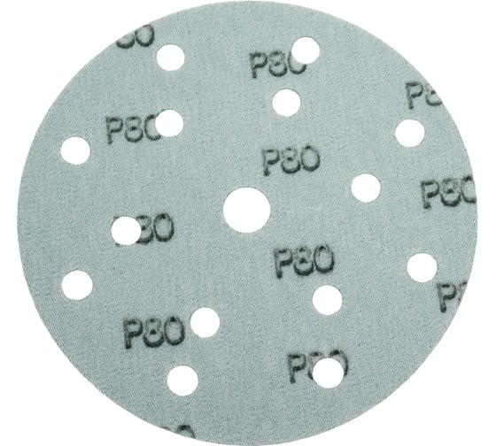 Диск абразивный с липучкой DTC-Film (green) 150 мм, 15 отверстий, P80, 5 шт BRUSHTEX 150G15-80