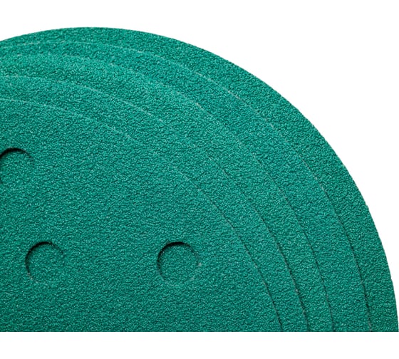 Диск абразивный с липучкой DTC-Film (green) 150 мм, 15 отверстий, P80, 5 шт BRUSHTEX 150G15-80