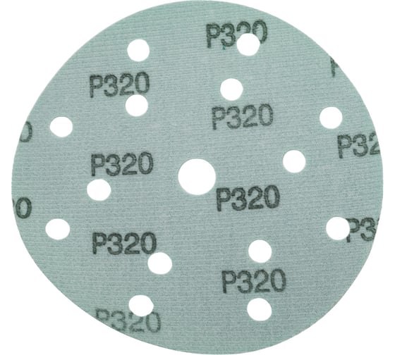 Диск абразивный с липучкой DTC-Film (green) 150 мм, 15 отверстий, P320, 5 шт BRUSHTEX 150G15-320