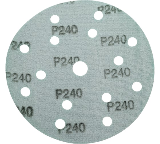 Диск абразивный с липучкой DTC-Film (green) 150 мм, 15 отверстий, P240, 5 шт BRUSHTEX 150G15-240