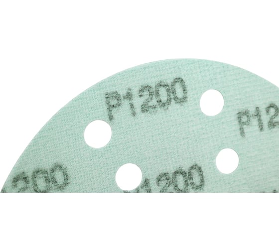 Диск абразивный с липучкой DTC-Film (green) 150 мм, 15 отверстий, P1200, 5 шт BRUSHTEX 150G15-1200