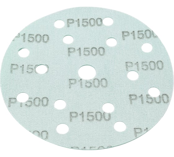 Диск абразивный с липучкой DTC-Film (green) 150 мм, 15 отверстий, P1500, 5 шт BRUSHTEX 150G15-1500