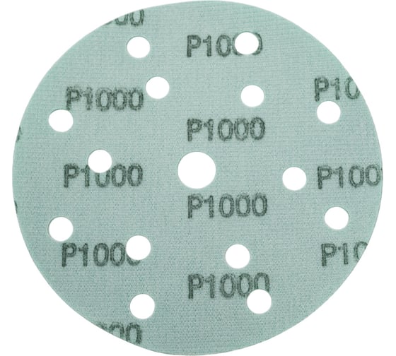 Диск абразивный с липучкой DTC-Film (green) 150 мм, 15 отверстий, P1000, 5 шт BRUSHTEX 150G15-1000