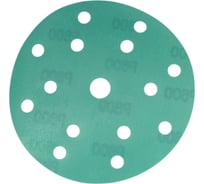Диск абразивный с липучкой DTC-Film (green) 150 мм, 15 отверстий, P600, 5 шт BRUSHTEX 150G15-600
