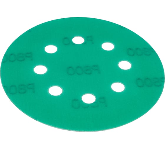 Диск абразивный с липучкой DTC-Film (green) 125 мм, 8 отверстий, P800, 10 шт BRUSHTEX 125G8-800 1