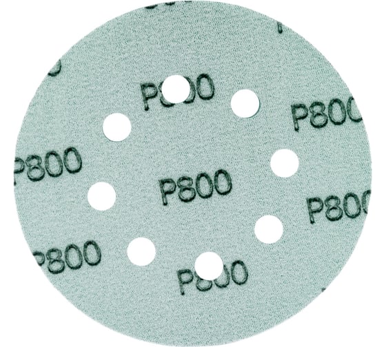 Диск абразивный с липучкой DTC-Film (green) 125 мм, 8 отверстий, P800, 10 шт BRUSHTEX 125G8-800