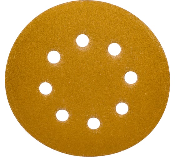Диск абразивный с липучкой Sandpaper (yellow) 125 мм, 8 отверстий, P240, 10 шт BRUSHTEX 125Y8-240