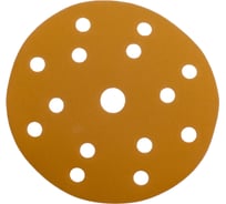 Диск абразивный с липучкой Sandpaper (yellow) 150 мм, 15 отверстий, P400, 5 шт BRUSHTEX 150Y15-400