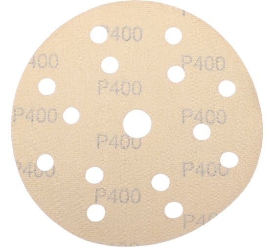 Диск абразивный с липучкой Sandpaper (yellow) 150 мм, 15 отверстий, P400, 5 шт BRUSHTEX 150Y15-400