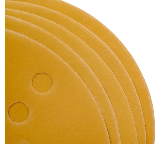 Диск абразивный с липучкой Sandpaper (yellow) 150 мм, 15 отверстий, P400, 5 шт BRUSHTEX 150Y15-400